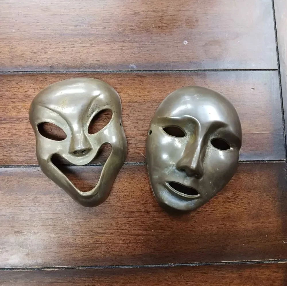 Brass Theater Drama Comedy &Tragedy Mask Wall Decor